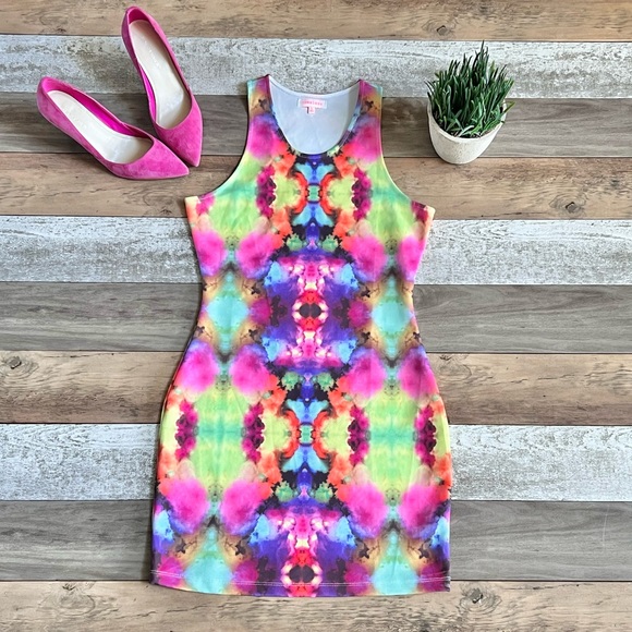 SOLD. Nameless Tie Dye Bodycon Mini Dress Size Medium - Picture 3 of 13